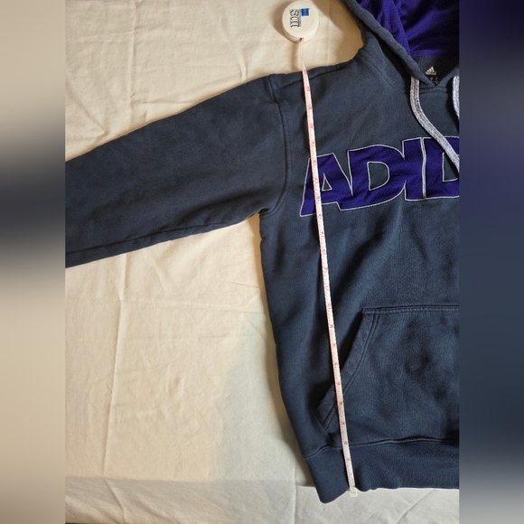 Adidas Men's Charcoal Hoodie with Violet Details Size Small - Picture 4 of 4